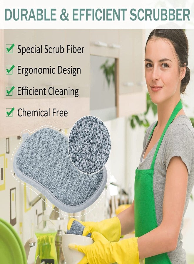 ARQIVO Multi Purpose Scrub Sponges Non Scratch Microfiber Sponge Cleaning Dish Scrubber Reusable Dish Sponges for Washing Dishes Along with Heavy Duty Scouring Power (Gray) (Pack of 2) - Image 4